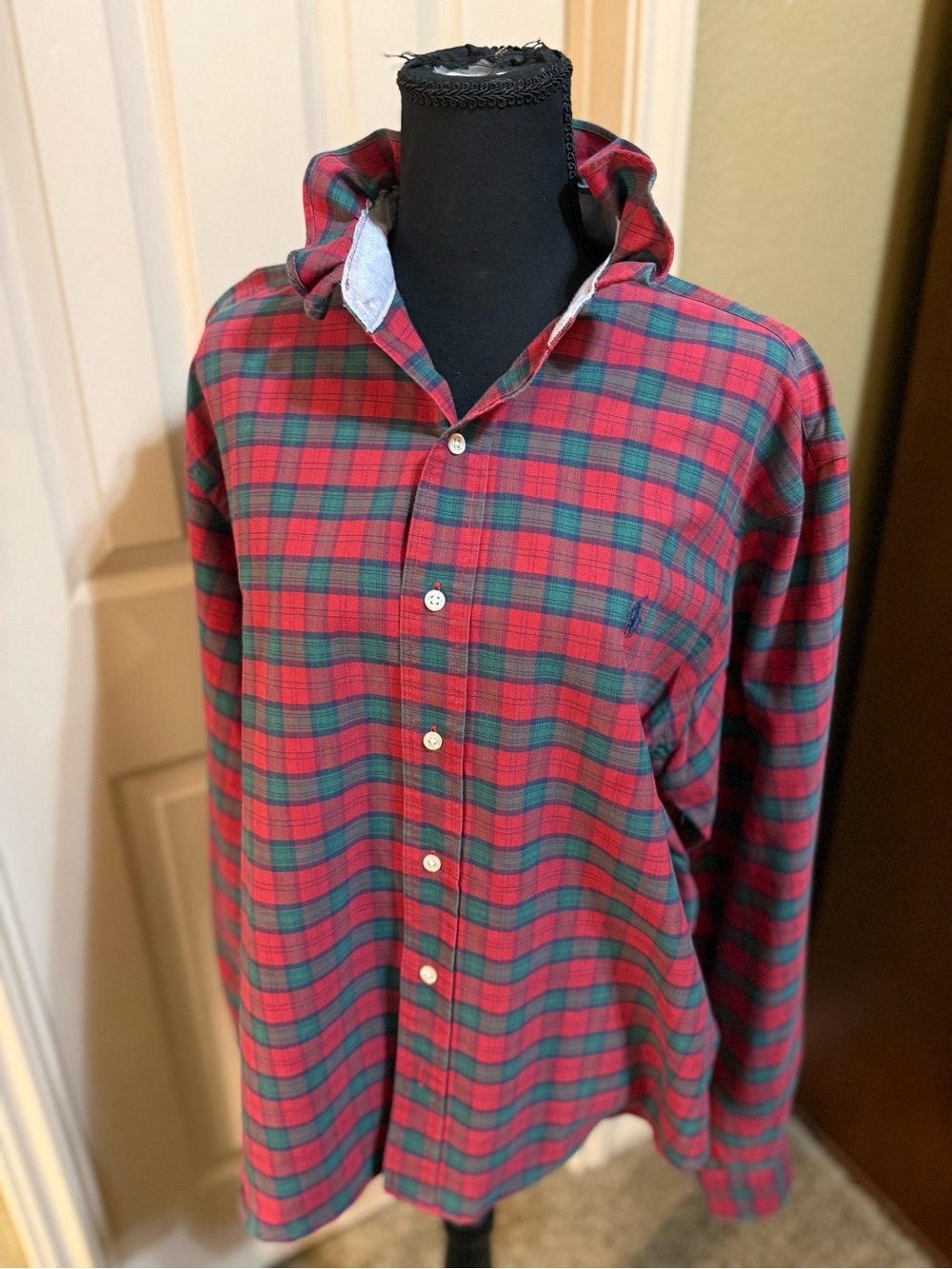 Ralph Lauren Red and Green Plaid Button-Down Shirt